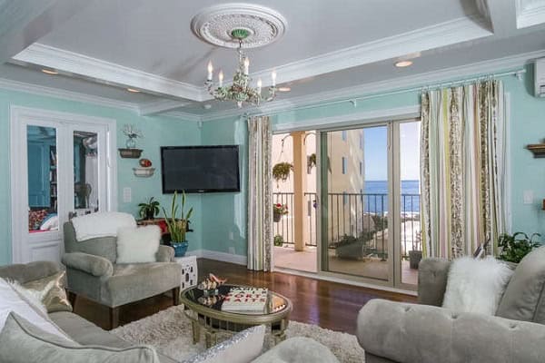 ocean view living room, la jolla remodeled condo, modern chic remodel